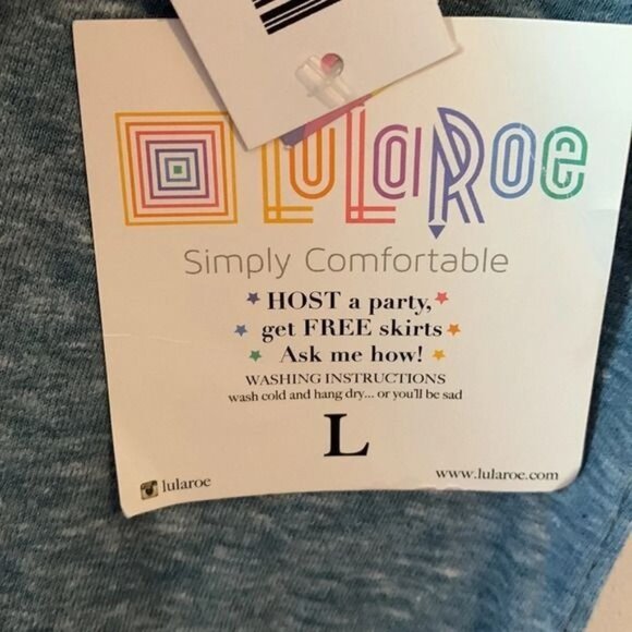 LuLaRoe Simply Comfortable Heathered Blue & Gray Short Sleeve T-Shirt L - Picture 3 of 7